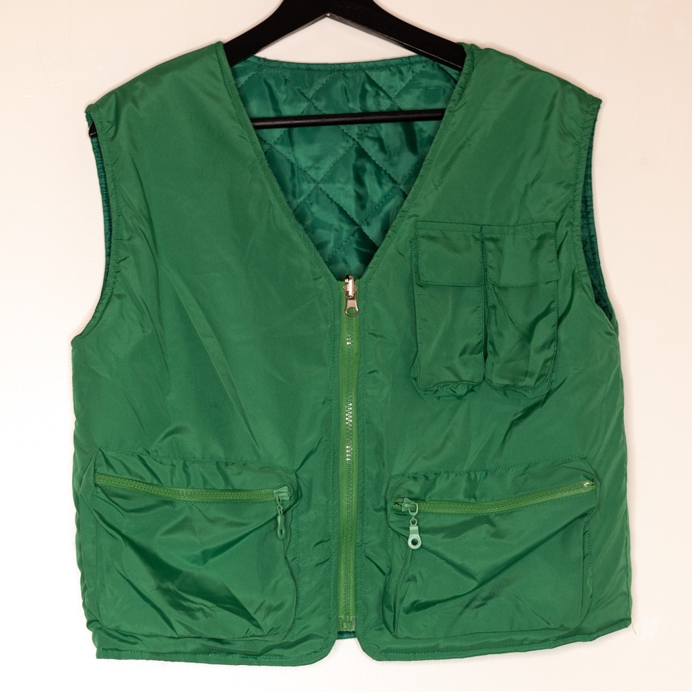 PrettyLittleThing Green Reversible Quilted Vest - US6